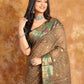 [PRE-ORDER] Ajrakh Designer Saree with Benaresi Floral Border - 016