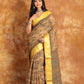 Ajrakh Haldi Color Maheswari Silk Saree-019 - indeloom