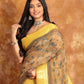 Ajrakh Haldi Color Maheswari Silk Saree-019 - indeloom