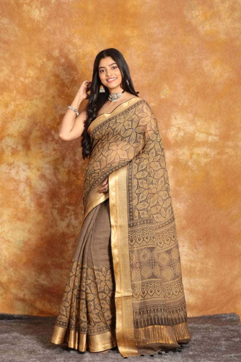Ajrakh Exclusive Maheshwari Silk Saree - 018 - indeloom