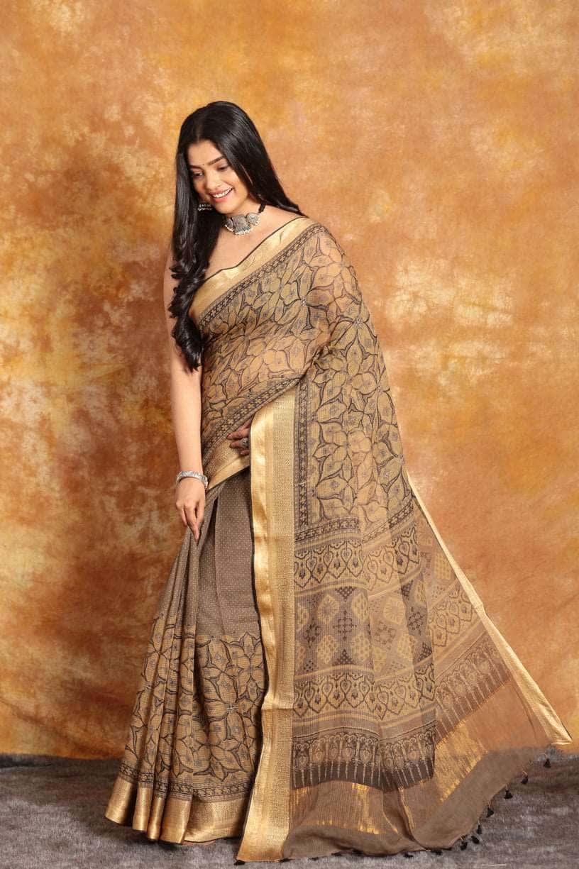 Ajrakh Exclusive Maheshwari Silk Saree - 018 - indeloom