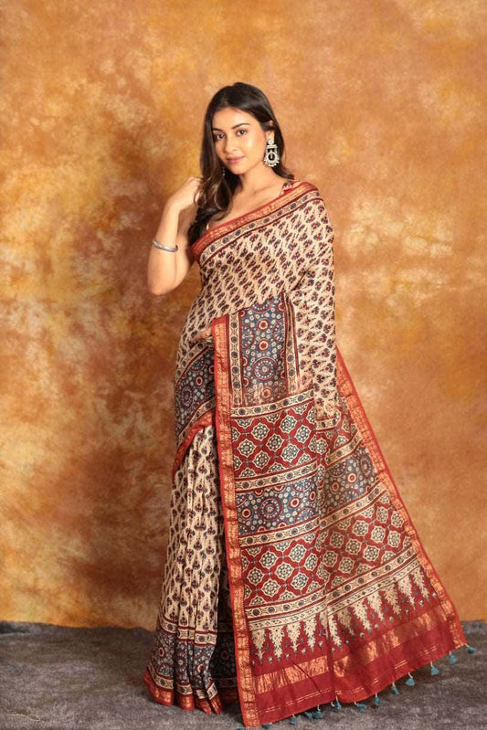 Ajrakh Exclusive Chanderi Designer Edition - 020 - indeloom