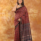 Maroon Ajrakh with Zari Pallu-026 - indeloom