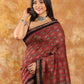 Maroon Ajrakh with Zari Pallu-026 - indeloom