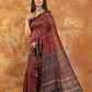 Maroon Ajrakh with Zari Pallu-026 - indeloom