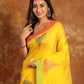 Handwoven Handloom Jamdani Yellow Saree-005 - indeloom