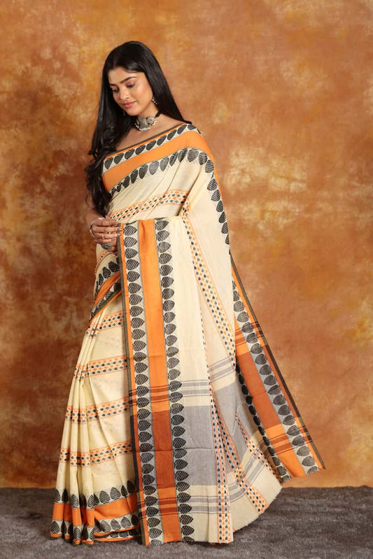 Pale Yeloow-Handloom Cotton Saree-020