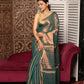 Shaded Olive Green Tissue Silk Saree-014