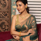 Shaded Olive Green Tissue Silk Saree-014