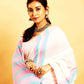Handloom Cotton Saree With Pearl White - 033