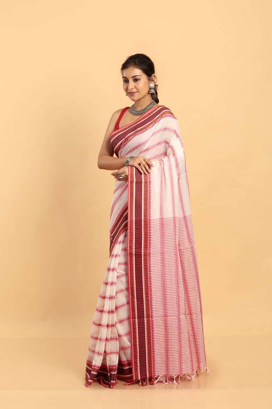 White-Handloom Cotton Saree(Pre-Order)-038
