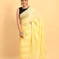 Lemon Yellow-Handloom Cotton Saree-038 - indeloom