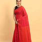 Candy Red-Handloom Cotton Saree-032 - indeloom