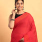 Candy Red-Handloom Cotton Saree-032 - indeloom