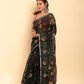 Hand Made Muslin Jamdani Saree in Rich Black - 051
