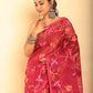 Hand Made Muslin Jamdani Saree With Apple Red - 055