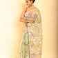 Hand Made Muslin Jamdani Saree in Pale Yellow - 058