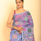 Hand Made Muslin Jamdani Saree With Sky Blue - 061