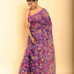 Hand Made Muslin Jamdani Saree With Plum Purple - 062