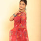 Hand Made Muslin Jamdani Saree With Rose Red -063