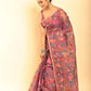 Hand Made Muslin Jamdani Saree With Rose Pink - 068