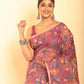 Hand Made Muslin Jamdani Saree With Rose Pink - 068