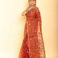 Hand Made Muslin Jamdani Saree With Candy Red - 069