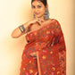 Hand Made Muslin Jamdani Saree With Candy Red - 069