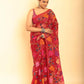 Hand Made Muslin Jamdani Saree With Cherry Red - 060