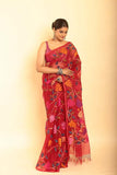 Handwoven Pure Jamdani Muslin Saree  |  Maroon Red