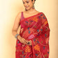 Hand Made Muslin Jamdani Saree With Cherry Red - 060