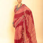 Cherry Red Handloom Cotton Saree-033 - indeloom