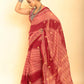 Cherry Red Handloom Cotton Saree-033 - indeloom