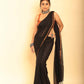 Black Handloom Cotton Saree-022 - indeloom