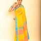 Yellow  and Blue Border Handloom Cotton Saree-072