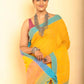 Yellow  and Blue Border Handloom Cotton Saree-072