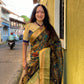 Teal Green Chanderi Silk Floral Kalamkari Saree - 021