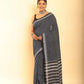 Black and White Border Handloom Cotton Saree-019 - indeloom