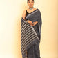 Black and White Border Handloom Cotton Saree-019 - indeloom