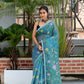 Olympic Blue Hand Made Muslin Jamdani Saree - 071