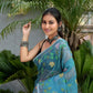 Olympic Blue Hand Made Muslin Jamdani Saree - 071