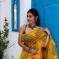 Cyber Yellow Muslin Jamdani Saree-083 - indeloom