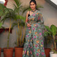 Fern Green Muslin Jamdani Saree-086 - indeloom