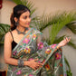 Fern Green Muslin Jamdani Saree-086 - indeloom