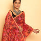 Hand Made Muslin Jamdani Saree With Ruby Red - 088