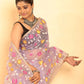 White and Yellow Leafs Muslin Jamdani Saree-090