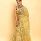 Lemon Green Muslin Jamdani Saree-092 - indeloom