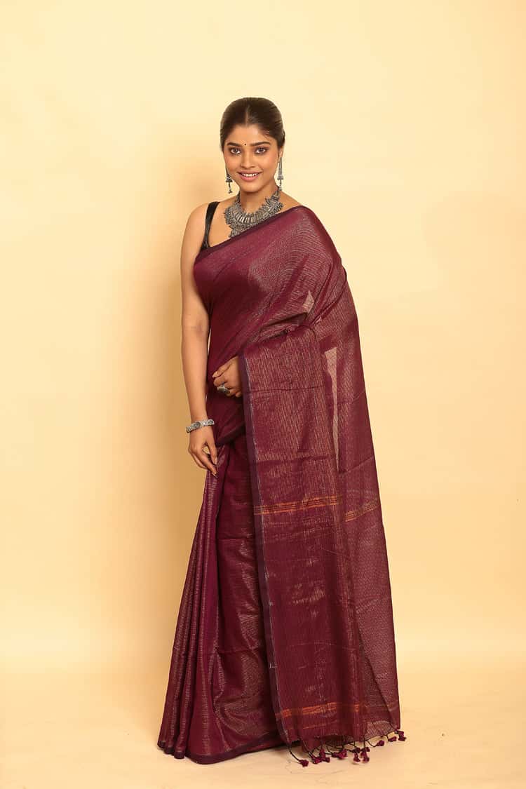Sangria Color Handloom Cotton Saree-044