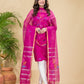 Dark Pink Muslin Jamdani 2-Pieces Kurti Set Dupatta (UNSTITCHED)-896