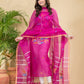 Dark Pink Muslin Jamdani 2-Pieces Kurti Set Dupatta (UNSTITCHED)-896
